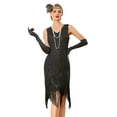 thumbnail image 1 of PrettyGuide Women's Great Gatsby Dress V Neck Sequin Beaded Long Fringe 20s Party 1920s Flapper Dress, 1 of 8