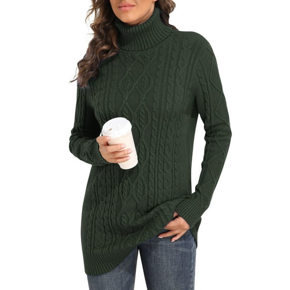 PrettyGuide Women's Long Sweater Turtleneck Pullover Tunic Sweater Tops