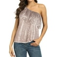 thumbnail image 1 of PrettyGuide Women's One Shoulder Sequin Tops Ruffle Sexy Sparkle Blouse Club Party Top, 1 of 7
