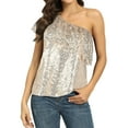 thumbnail image 1 of PrettyGuide Women's One Shoulder Sequin Tops Ruffle Sexy Sparkle Blouse Club Party Top, 1 of 7