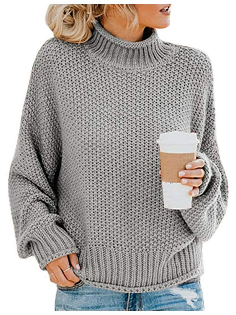 PrettyGuide Women's Oversized Sweater Batwing Sleeve Cable Knit