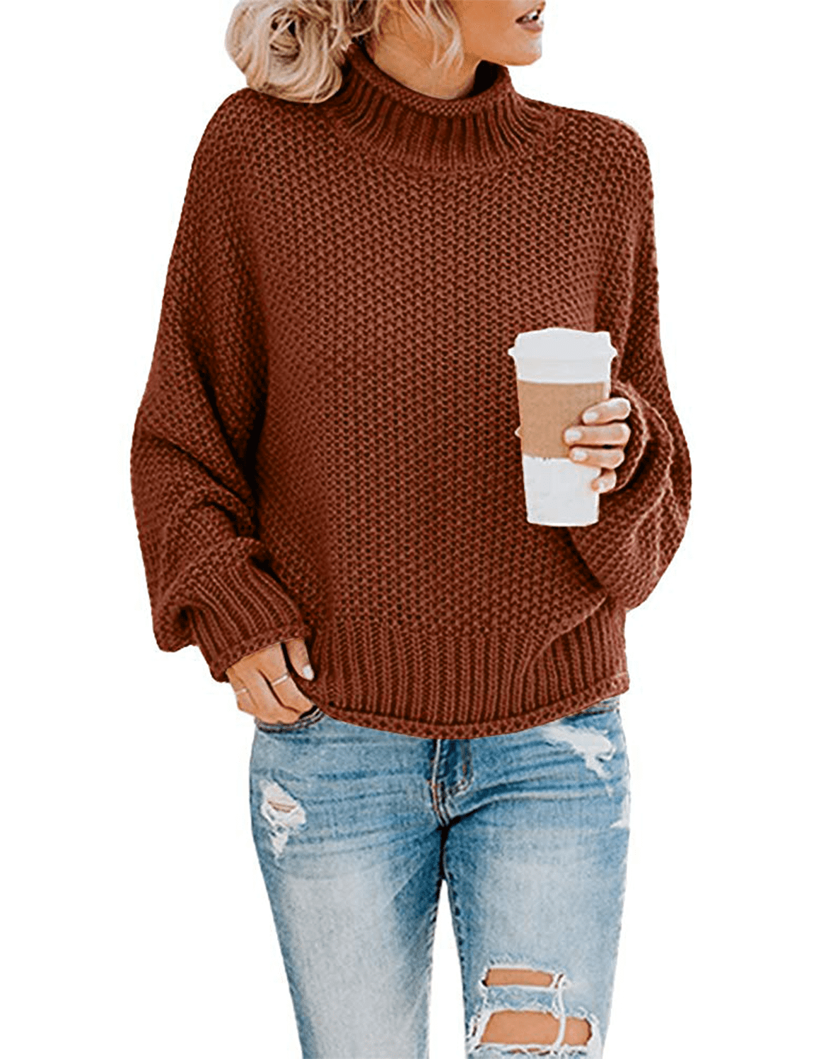 PrettyGuide Women's Oversized Sweater Batwing Sleeve Cable Knit Loose ...