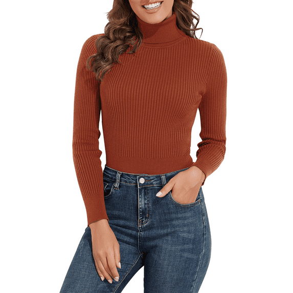 PrettyGuide Women's Ribbed Turtleneck Long Sleeve Sweater