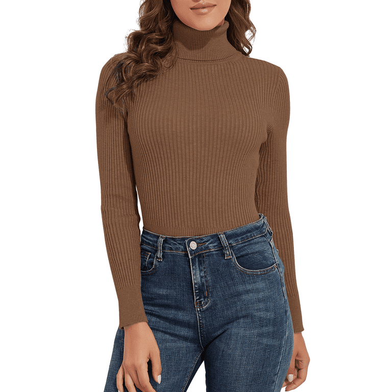 Ladies ribbed cheap turtleneck