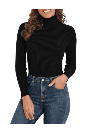 Women's Ribbed Turtleneck Long Sleeve Sweater