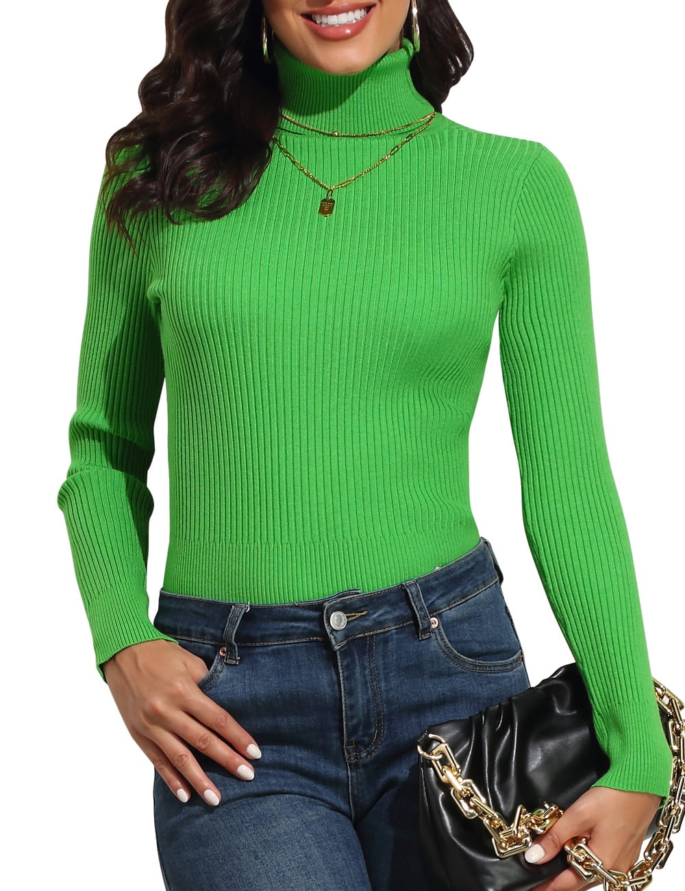 PrettyGuide Women's Ribbed Turtleneck Long Sleeve Sweater