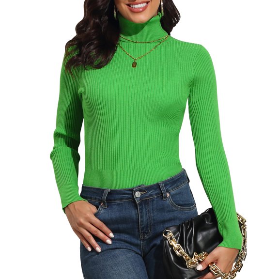 PrettyGuide Women's Ribbed Turtleneck Long Sleeve Sweater