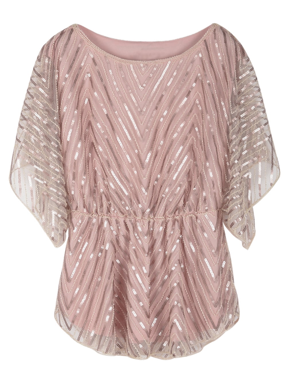 PrettyGuide Women s Sequin Blouse Tops Sparkly Beaded Evening Formal Party Dressy Tops Walmart