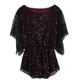 thumbnail image 1 of PrettyGuide Women's Sequin Blouse Tops Sparkly Beaded Evening Formal Party Dressy Tops, 1 of 6