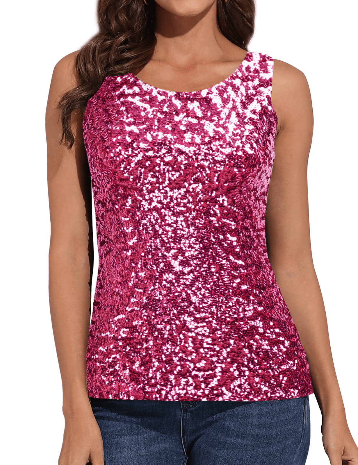 Stop The Show Hot Pink Sequin Tank Stop The Show Hot Pink Sequin Tank