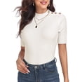 thumbnail image 1 of PrettyGuide Women's Short Sleeve Sweater Tops Mock Neck with Button Pullover Shirt Slim Fit Lightweight Knit Sweater Blouse, 1 of 7