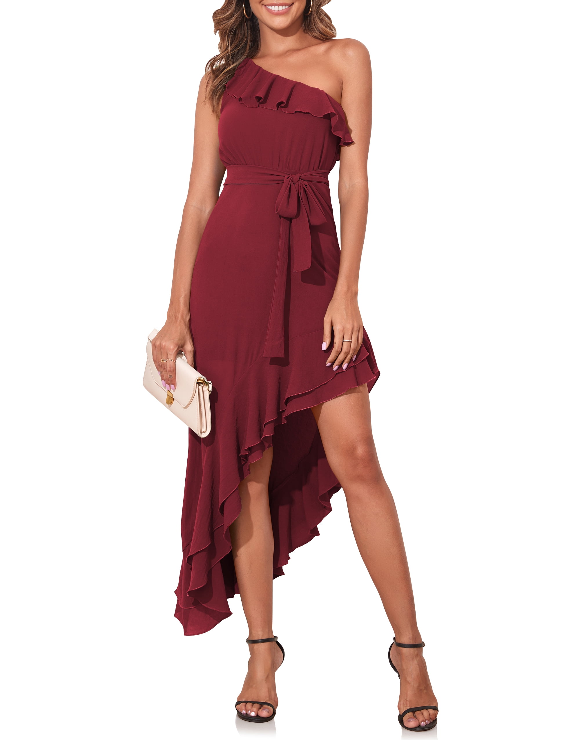 PrettyGuide Women's Summer Asymmetrical Dress Sexy One Shoulder