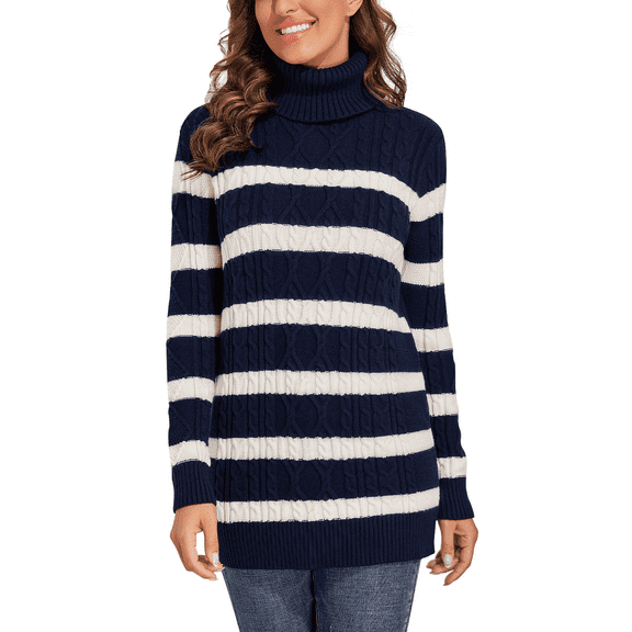 PrettyGuide Women's Long Sweater Turtleneck Pullover Tunic Sweater Tops