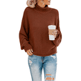 thumbnail image 1 of PrettyGuide Women's Sweaters Dolman Sleeve Mockneck Oversized Cable Knit Pullover Sweaters M Wine, 1 of 8