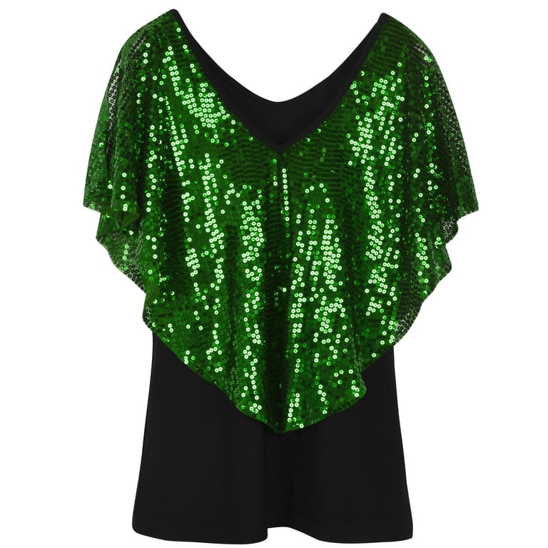 PrettyGuide Women s Tunic Tops Sequin Overlay Cold Shoulder Glitter Cocktail Party Blouse Top Small