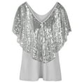 thumbnail image 1 of PrettyGuide Women's Tunic Tops Sequin Overlay Cold Shoulder Glitter Cocktail Party Blouse Top, 1 of 5