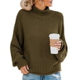 thumbnail image 1 of PrettyGuide Women's Turtleneck Sweater Batwing Sleeve Oversized Knit Tops Loose Chunky Pullover S ArmyGreen, 1 of 7