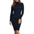 thumbnail image 1 of PrettyGuide Women's Turtleneck Sweater Dress Long Sleeve Ribbed Knit Stretch Midi Bodycon Dresses, 1 of 5
