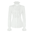thumbnail image 1 of PrettyGuide Women's Victorian Blouse Retro Stand-Up Collar Lotus Ruffle Long Sleeve Gothic Shirt Tops, 1 of 6