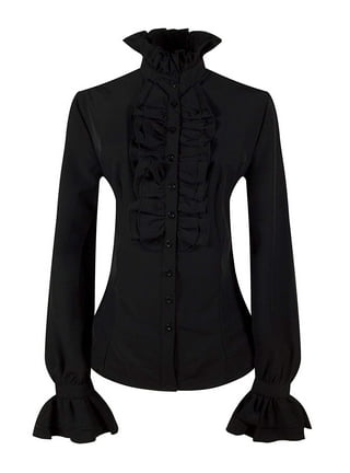 Medieval Men Shirt Victorian Shirt Stand Collar Ruffle Jabot Gothic Mens  Shirt