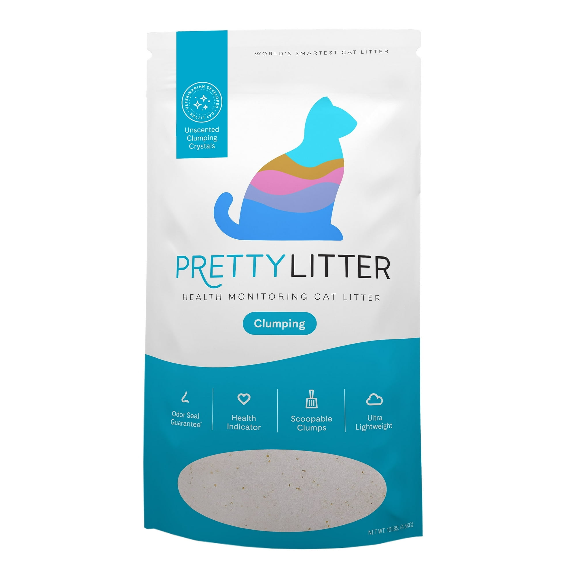 PrettyLitter Clumping Health Monitoring Cat Litter, Unscented, 10 lb