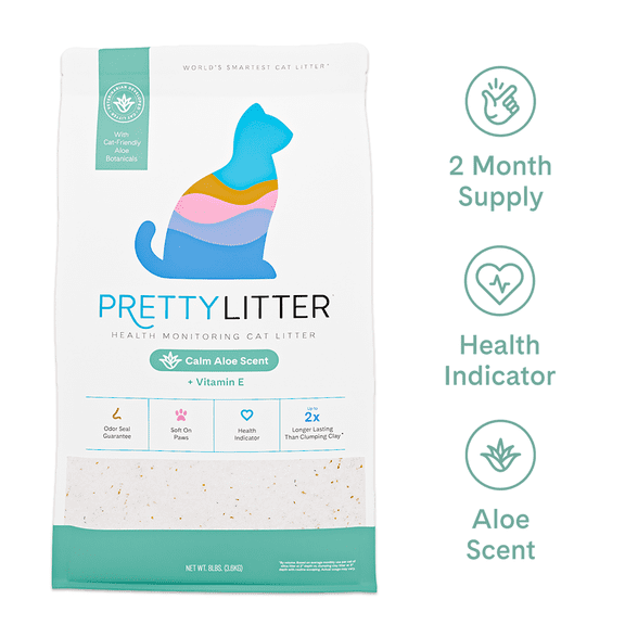 PrettyLitter Health Monitoring Cat Litter, Calm Aloe - 8lb Bag