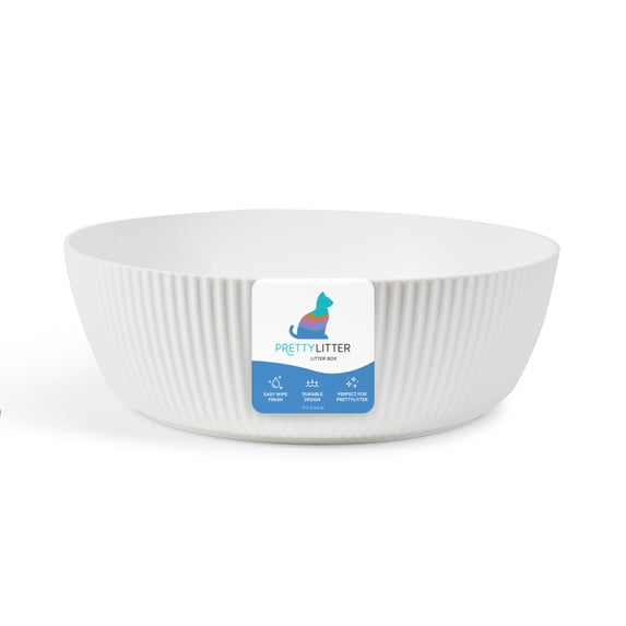 PrettyLitter Linnea Round Open Top Cat Litter Box with Non-Stick ...