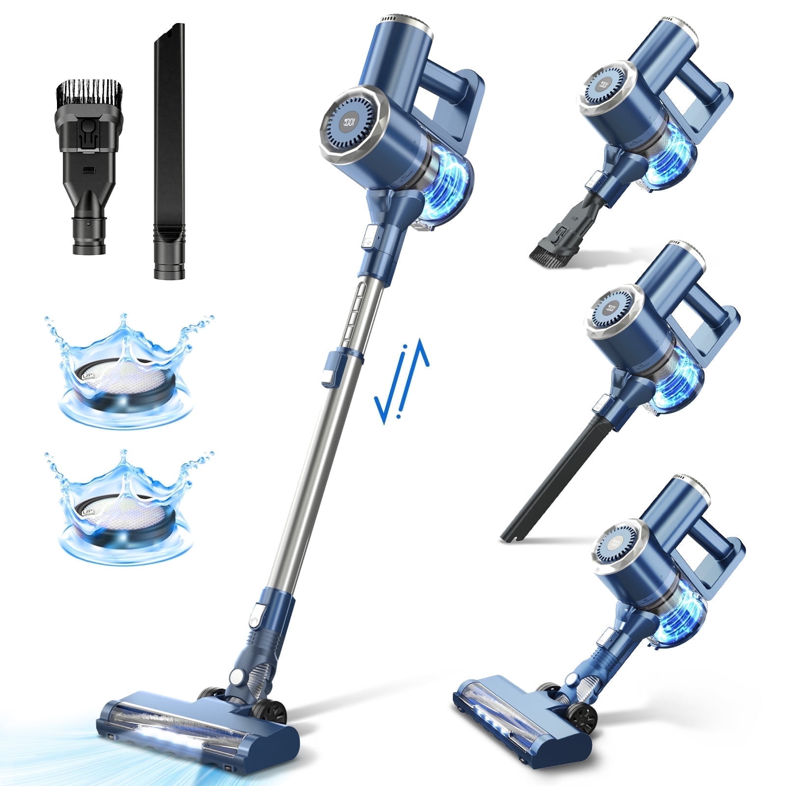 Prettycare Cordless Stick Vacuum Cleaner Lightweight for Carpet Floor Pet Hair W200