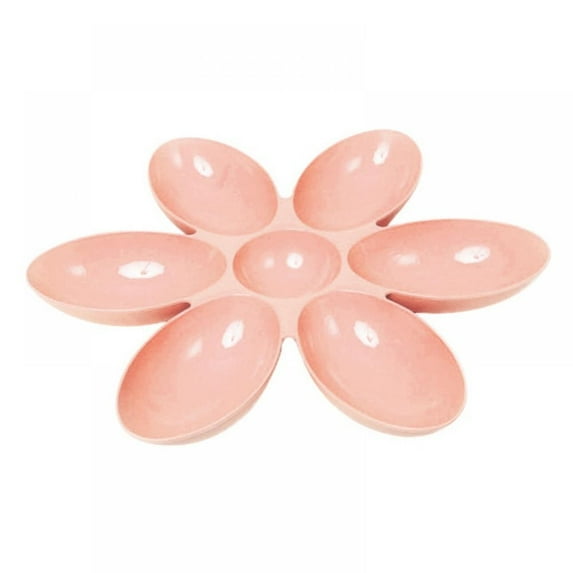 Prettyui 6 in 1 Pet Bowls for Cats Dogs Petal Shape Water Food Feeder Bowls Feeding 6 Pets at the Same Time