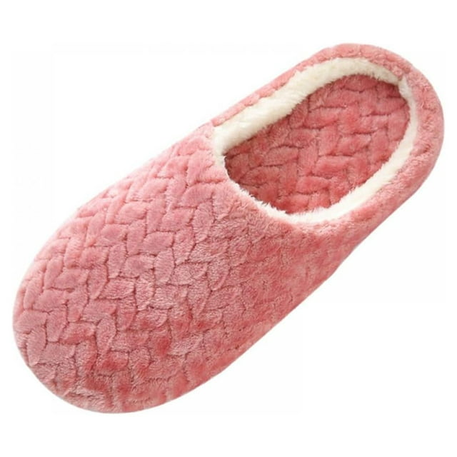Prettyui-Adult Jacquard Suede Soft Bottom Cotton Slipper Indoor Anti-slip Casual Shoes