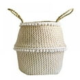 thumbnail image 1 of Prettyui Basket Wicker Grass Weaving White Flower Storage Laundry Bags, 1 of 10