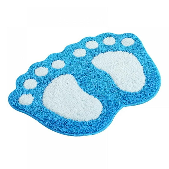 Prettyui Cute Footprints Big Feet Bath Mats Pads Cartoon Style Toilet Non-slip Rug for Bathroom carpet floor,blue