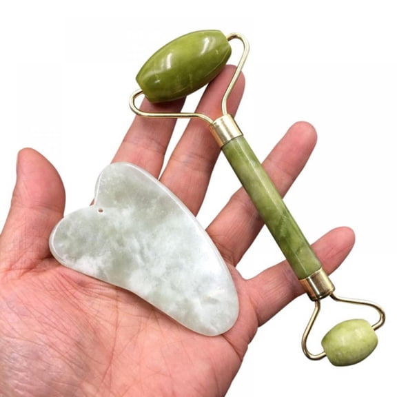 Prettyui Double Head Jade Roller Facial Massage Beauty Face Thin Skin Care Tool