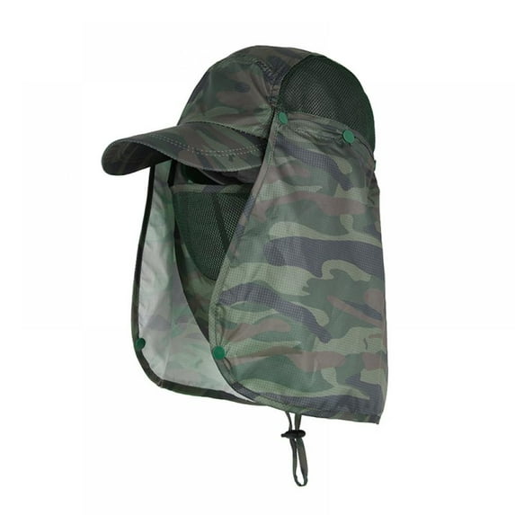 Prettyui Fishing Flap Caps Men Women Quick Dry Sunshade UV Protection Removable Ear Neck Hats