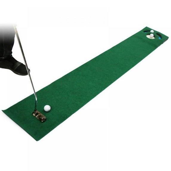 Prettyui Golf Putting Mat Golf Putter Practice Track Green Mat Thick Smooth Practice Putting Carpet Rug Indoor Home Office Golf Supplies