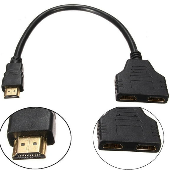 Prettyui HDMI Male to Dual HDMI Female 1 to 2 Way HDMI Splitter Adapter Cable