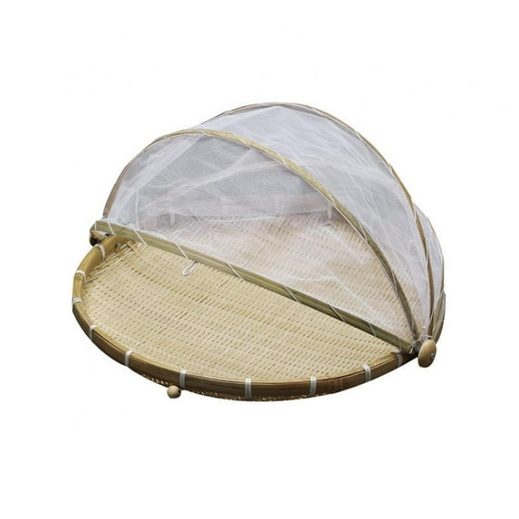 Prettyui Hand-Woven Food Serving Tent Basket Fruit Vegetable Bread Cover Storage Container Dust-Proof Picnic Mesh Net Cover
