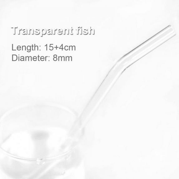 Prettyui Heat And High Temperature Resistant Glass Straw 8mm*18cm Elbow Straw