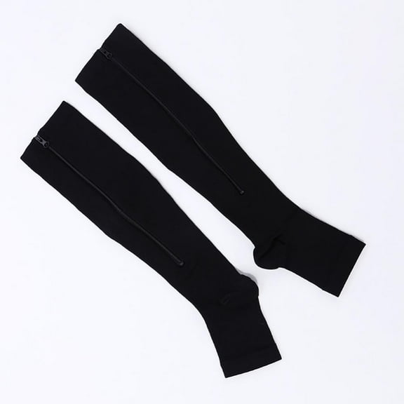 Prettyui High Quality Men Women Elastic Stretch Compression Socks Toe Open Leg Support Stocking Knee High Yoga Socks with Zipper