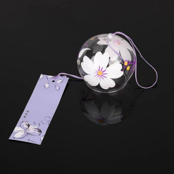 Prettyui Japanese Wind Chimes Romantic Cherry Wind Bells Handmade Glass Japanese Style Pendant for Birthday Gift Outdoor or Indoor Home Decors