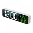thumbnail image 1 of Prettyui-Modern Alarm Clock Desktop Large Digital LED Display Temperature USB Charger,White, 1 of 7
