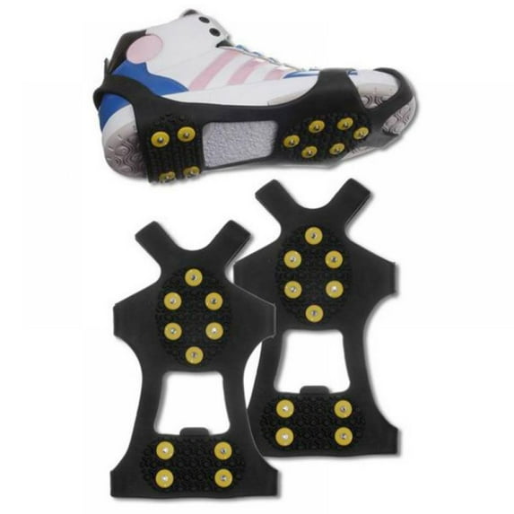 Prettyui Mountain Climbing 10 Tooth Crampons Non-slip Shoe Covers Man Wemen Mountaineering Ice Snow Gripper Overshoes Spike Grips Cleats