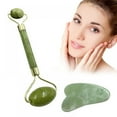 thumbnail image 1 of Prettyui New Style Jade Roller Gua Sha Scraping Massage Tool Set Natural Jade Promote Blood Circulation Facial Massage Tools, 1 of 6
