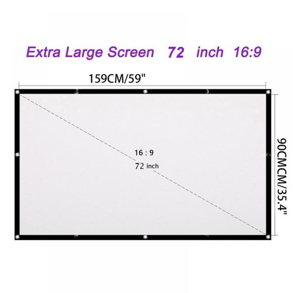 Prettyui Projector Screen 120 Inch 16:9 HD Folding Indoor Outdoor Movie Screen Gaming Office Home Cinema Projector Screen