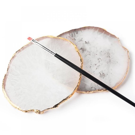 Prettyui Round Resin Agate Jewelry Display Board, Shooting Props, Nail Art Color Palette