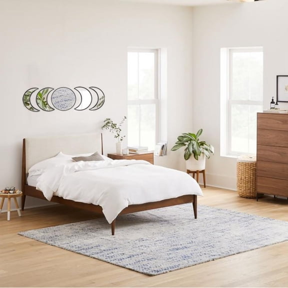 Prettyui Scandinavian Natural Decor Acrylic Moonphase Mirrors Interior Design Wooden Moon Phase Mirror Bohemian Wall Decoration For Room,black