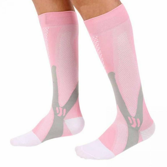 Prettyui Sport Compression Socks Unisex Leg Support Stretch Knee High Stockings Breathable Comfortable Running Long Socks