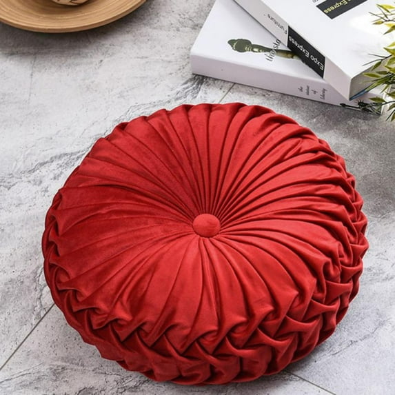 Prettyui Velvet Pleated Round Pumpkin Throw Pillow for Couch Floor, Cushion Pillow Decorative for Home Sofa Chair Bed Car