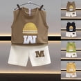 thumbnail image 1 of Pretxorve Kids Boys Outfit Set Summer Print Crewneck Tank Top with Elastic Waist Shorts 2 Piece Outfits 0-5Y, 1 of 4