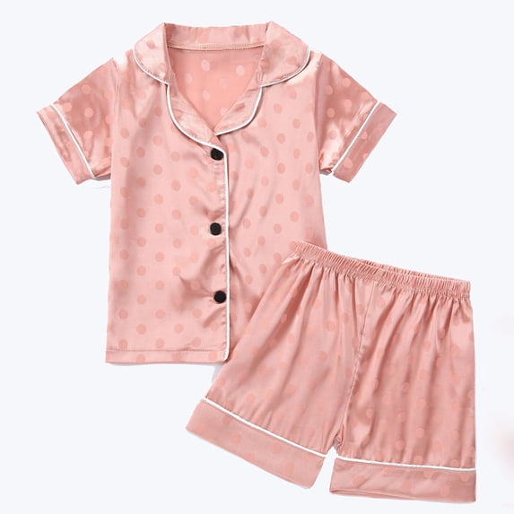 Pretxorve Kids Girls Boys Outfit Set Dots Print Short Sleeve Top Loungewear Shorts 2 Piece Outfits 12M-8Y
